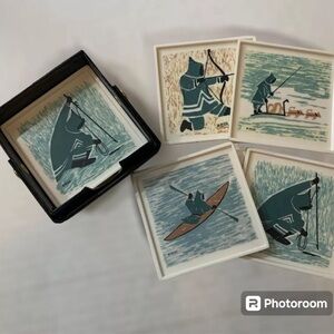 Vintage Ornamin by Ornamold Montreal Melamine 7 Pc. Coasters Set Made In Canada